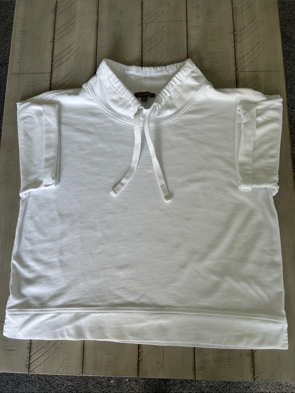 Lilla P White Short-Sleeve Funnel Neck top